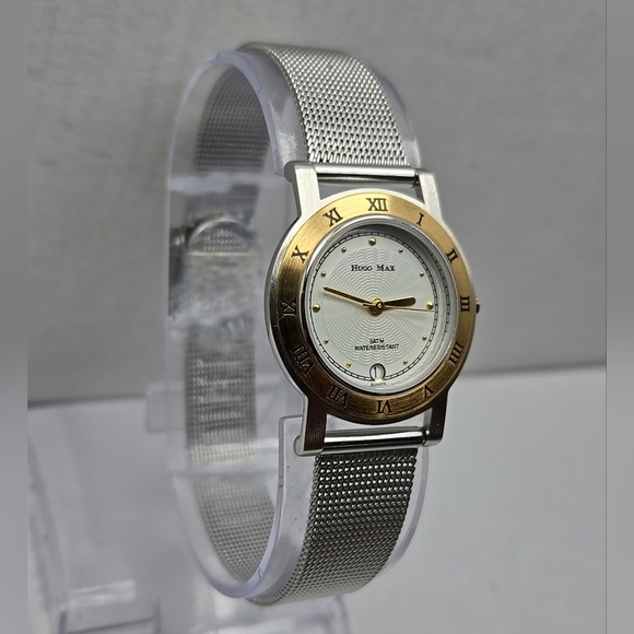 Womens Hugo Max 18k Gold Plated Date Watch New Battery - Picture 3 of 9